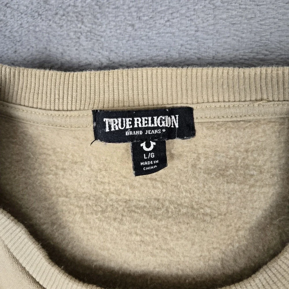 True Religion‎ Sweatshirt Mens Large Travertine Long Sleeve Crew Neck Embossed